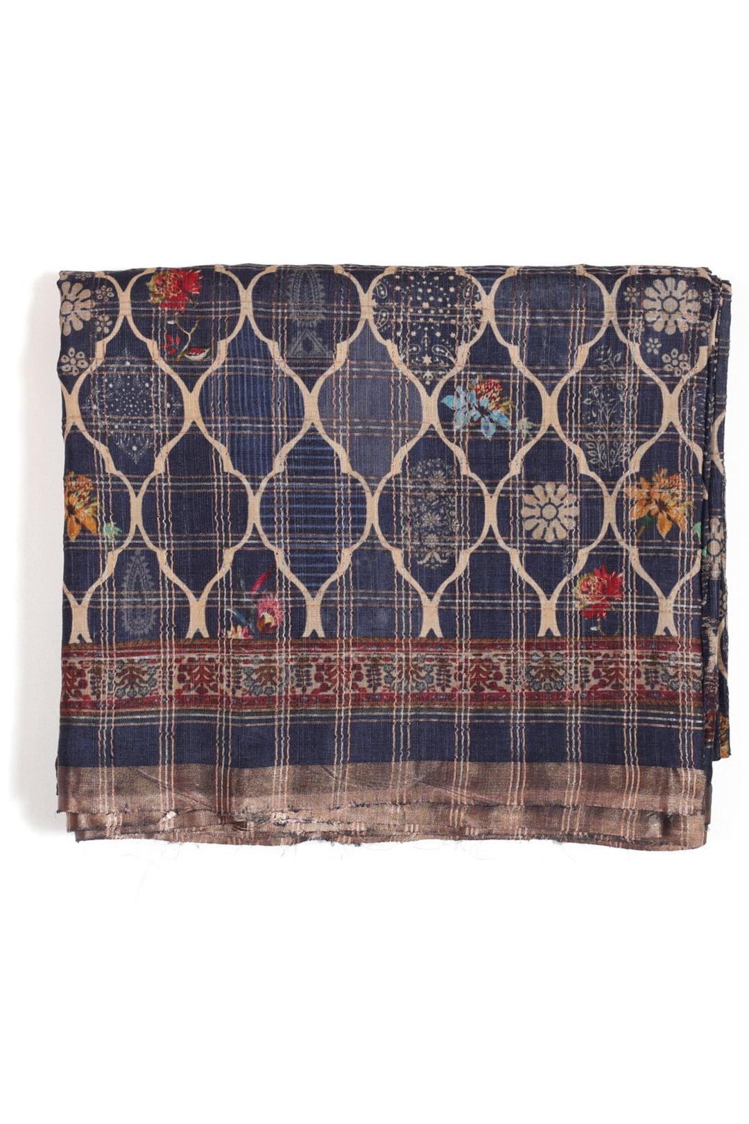 Royal Blue Printed Tussar Saree F00697I