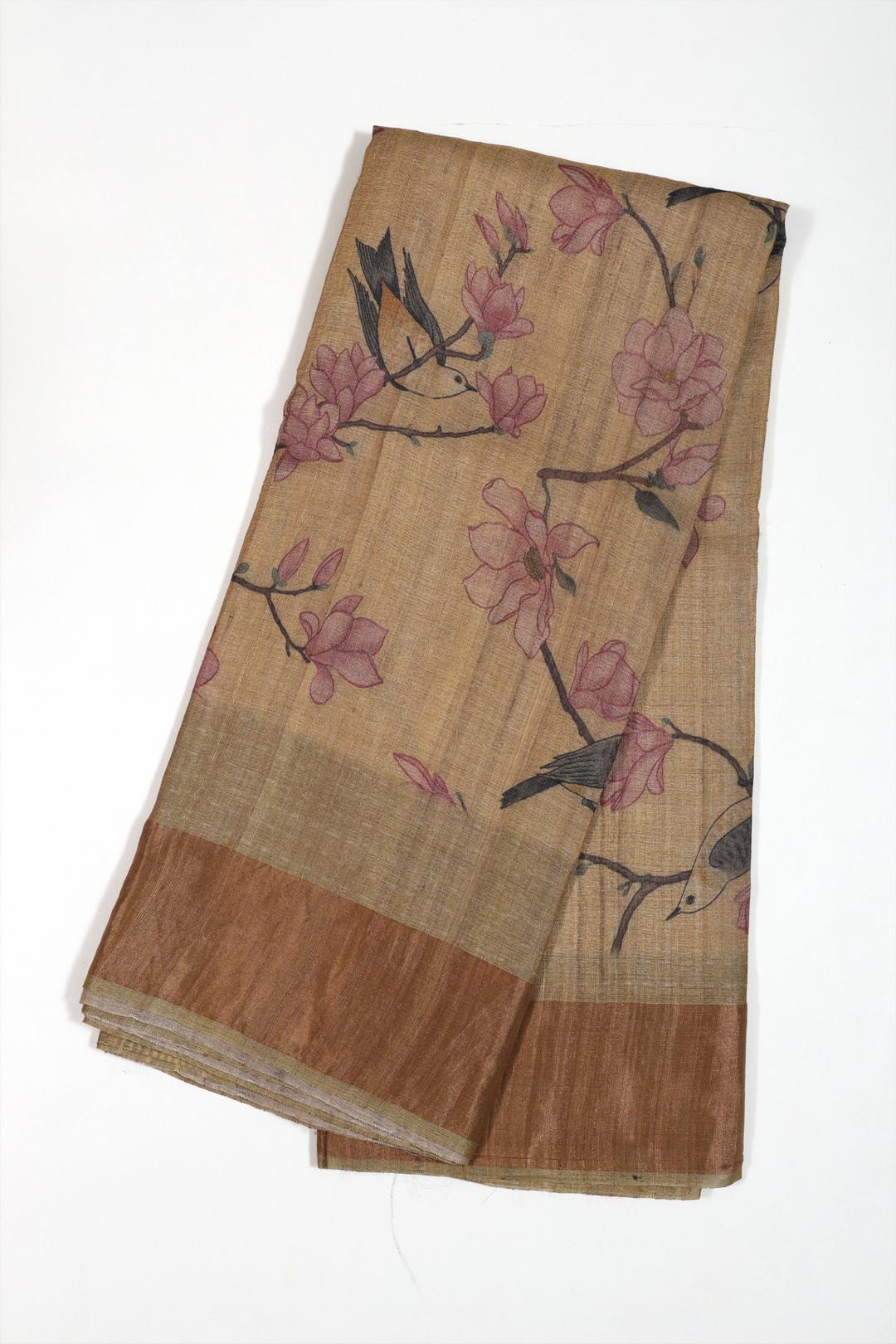 Light Green Printed Tussar Saree F00507A