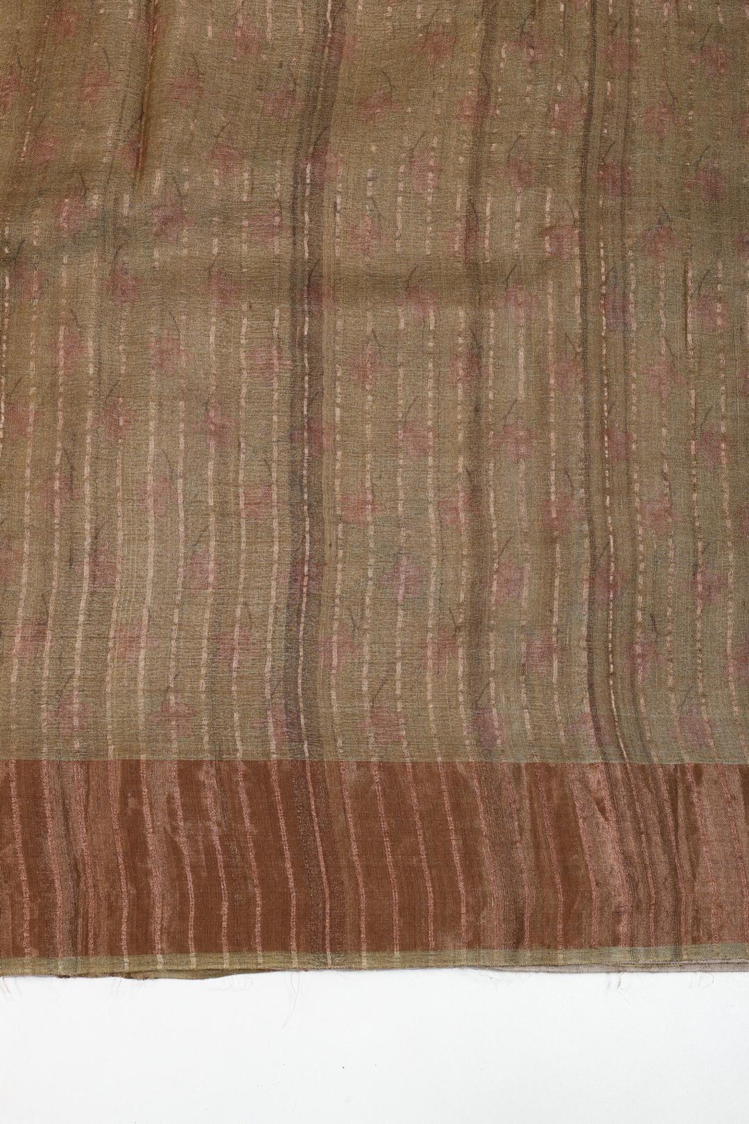 Light Green Printed Tussar Saree F00507A
