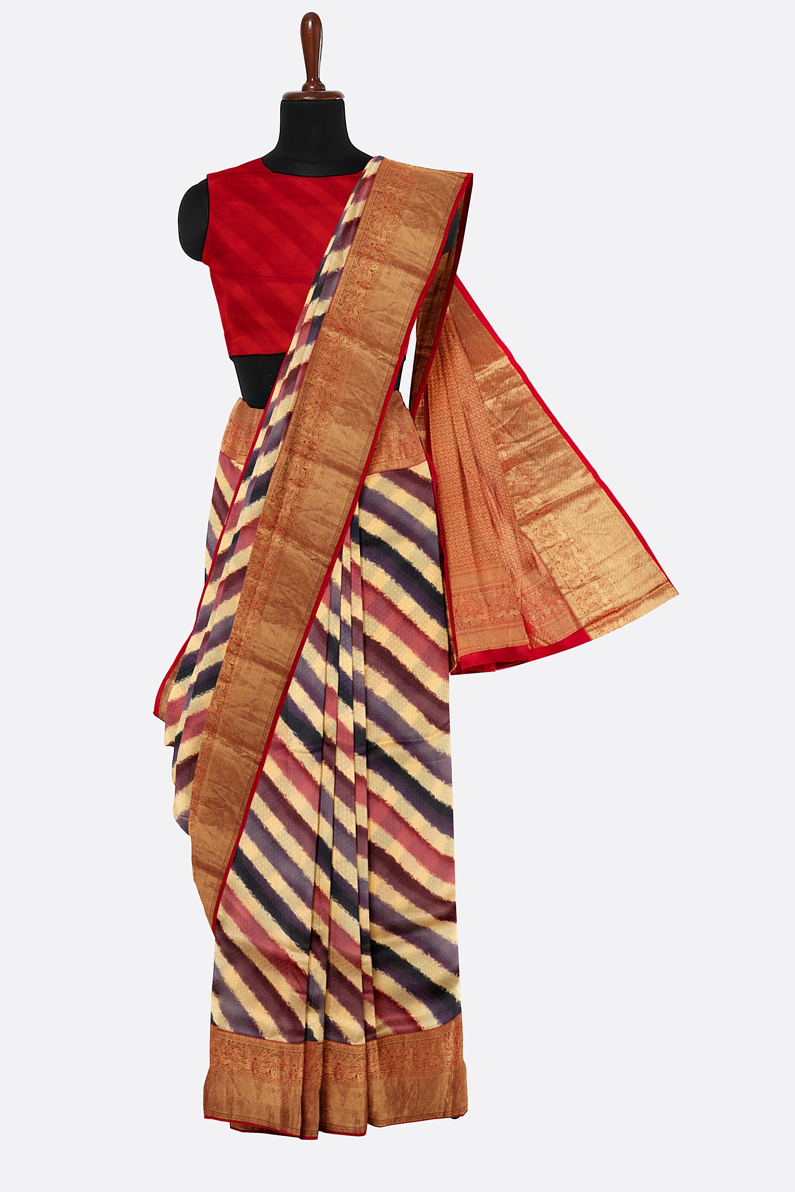 Beige Printed Gadwal Silk Saree ES0510