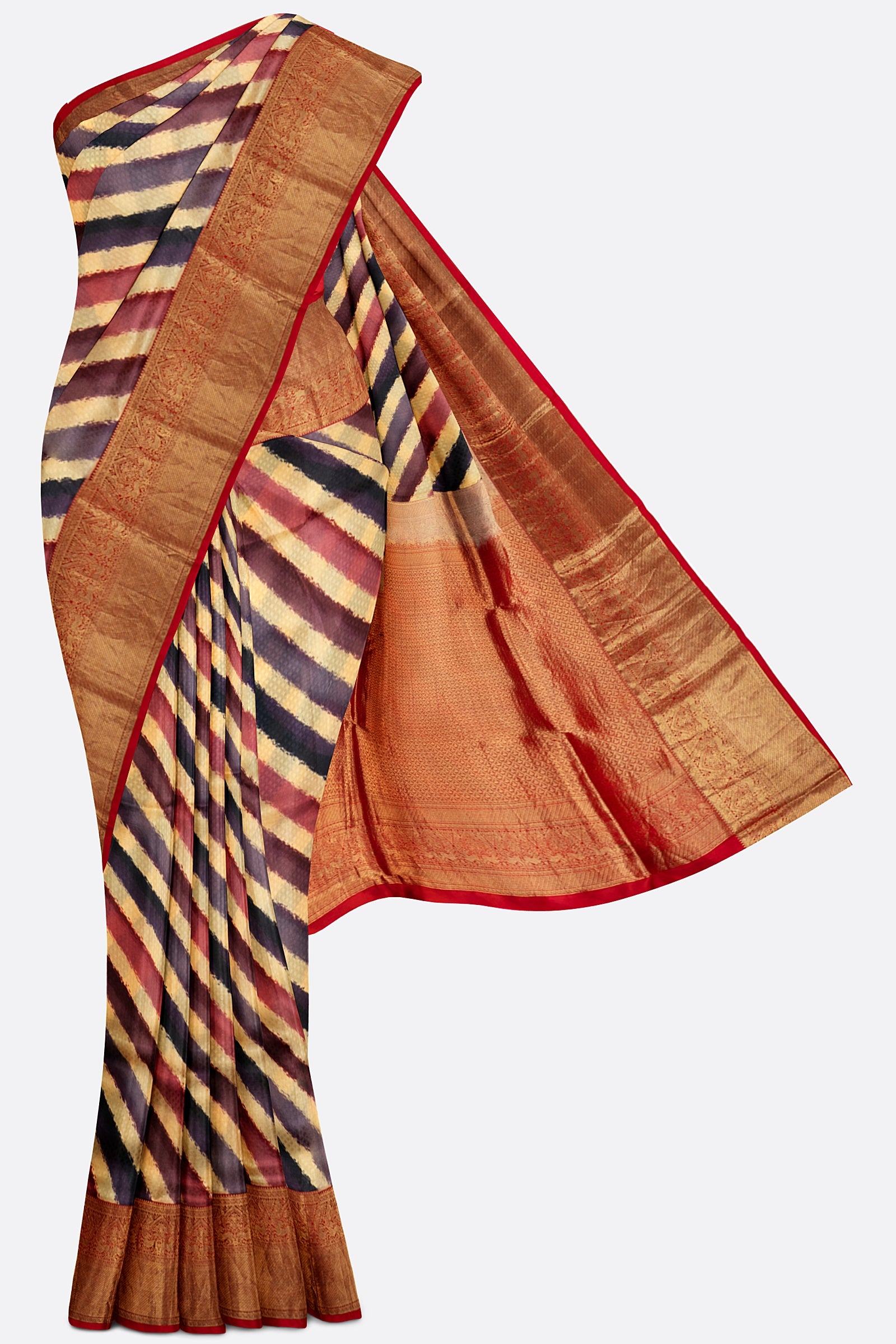 Beige Printed Gadwal Silk Saree ES0510