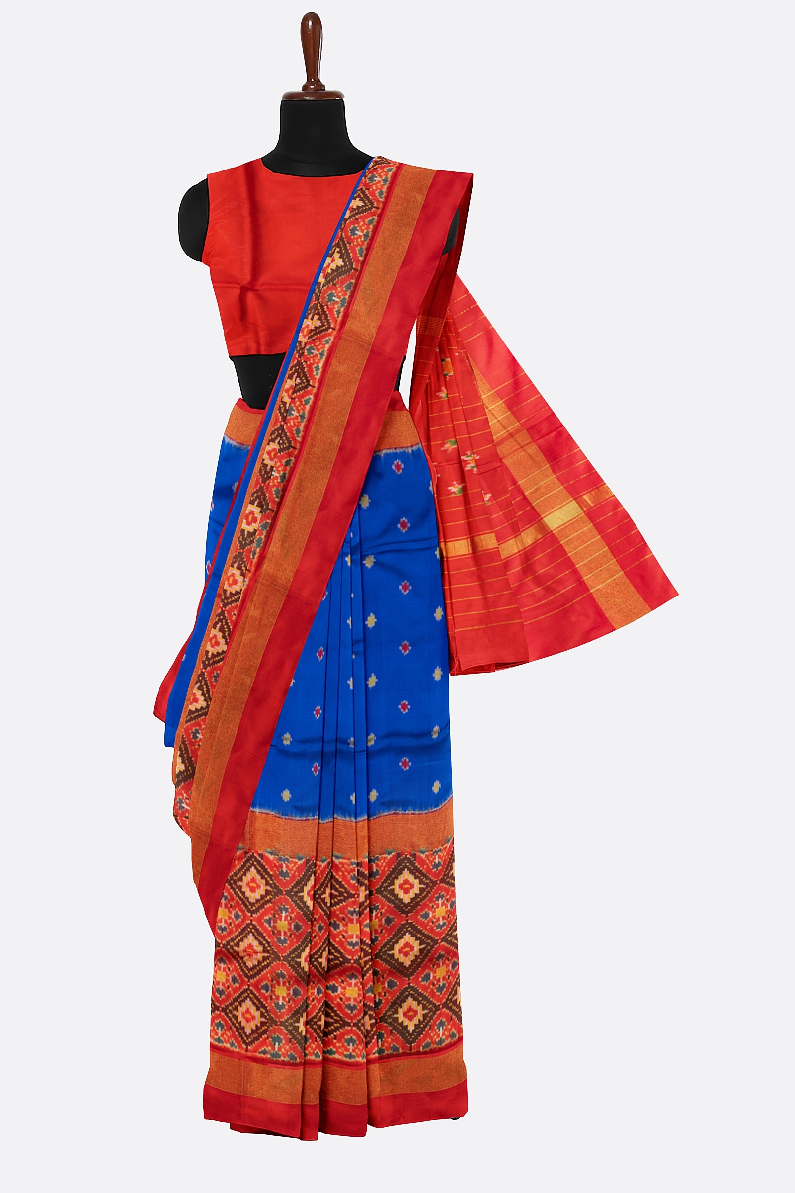 Blue Woven Ikat Pochampally Saree D429