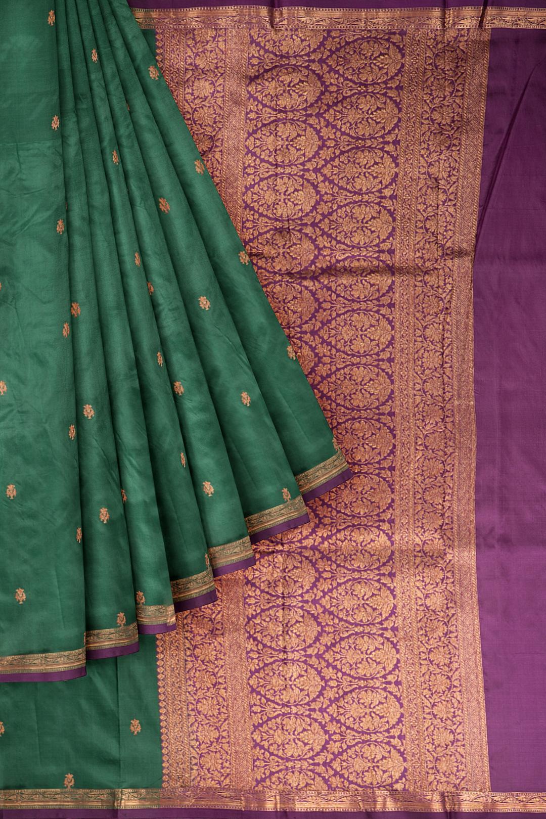 Dark Green Woven Banaras Saree DS004