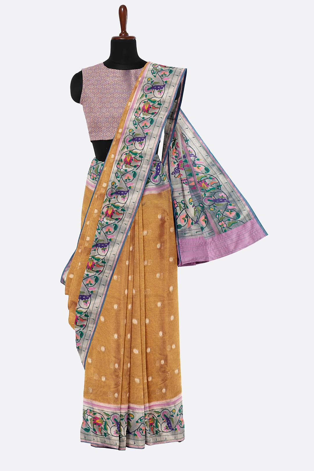 Gold Woven Tissue Saree F00877