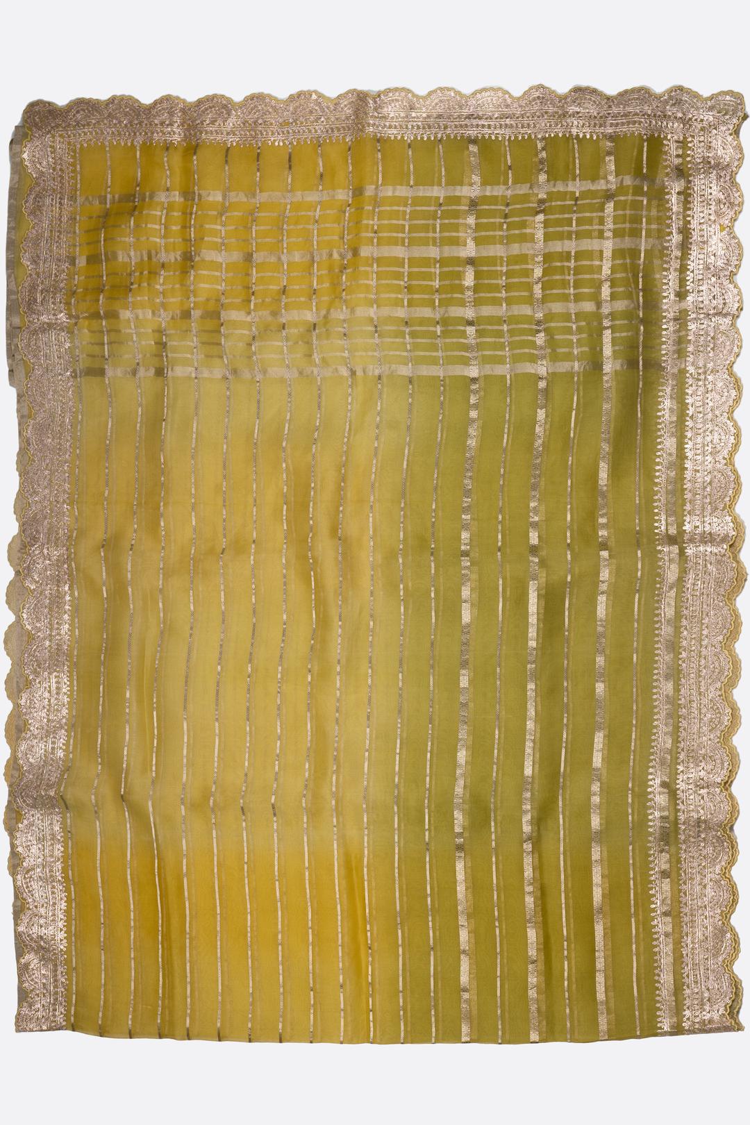 Green Plain Organza Saree F01106