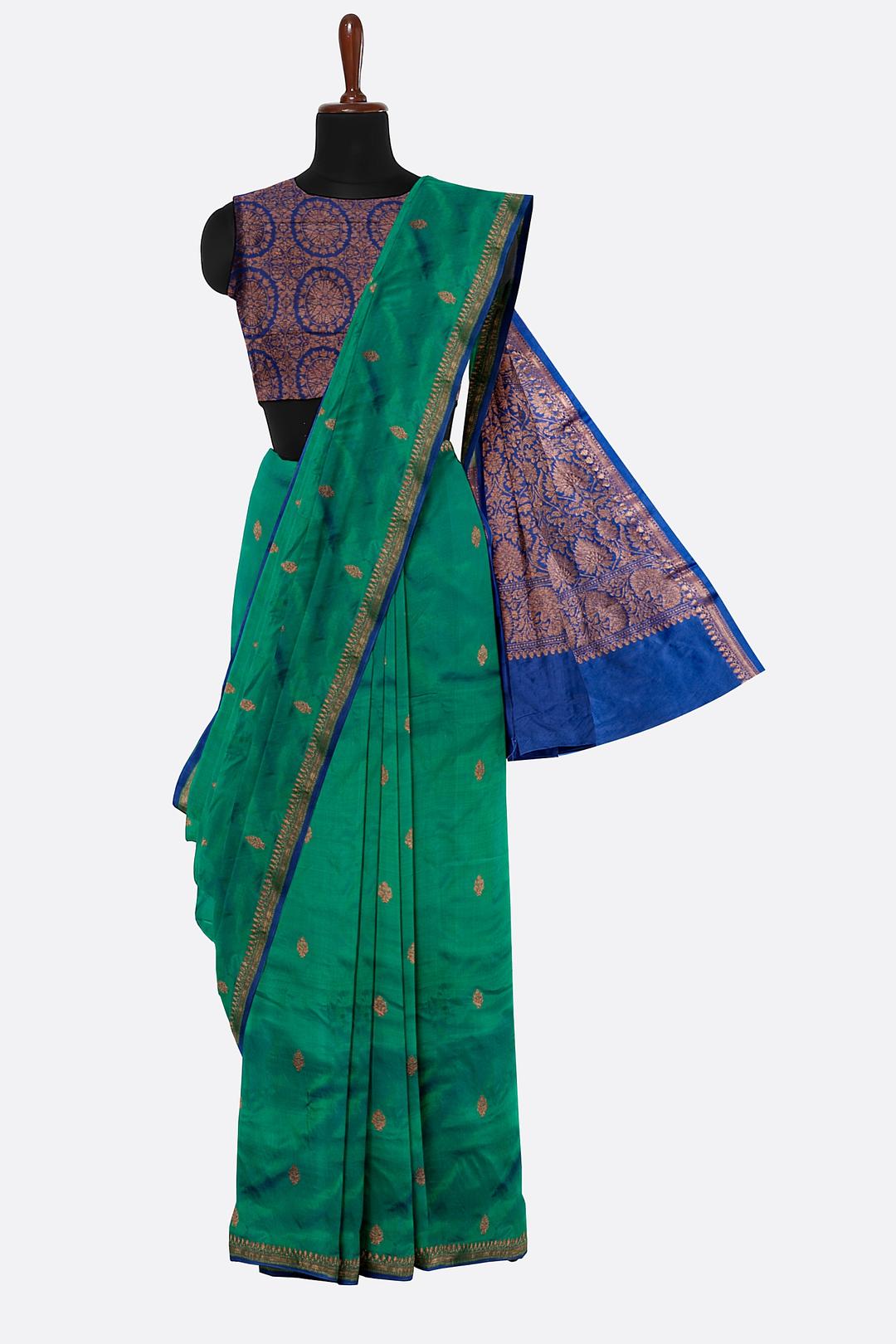 Green Woven Banaras Saree F00955