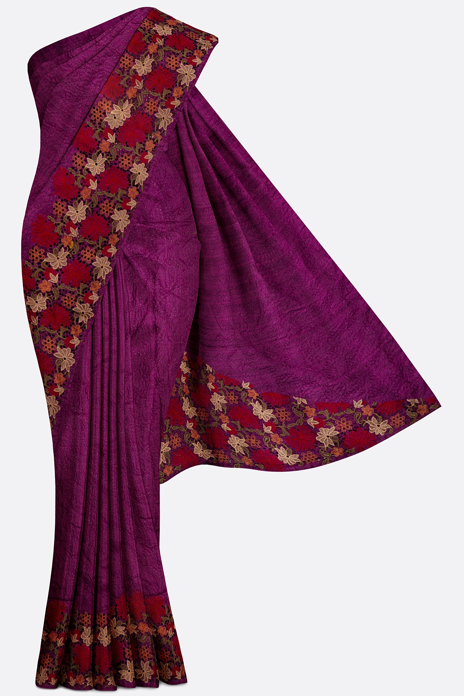 Magenta Woven Art Tussar Saree AB0494
