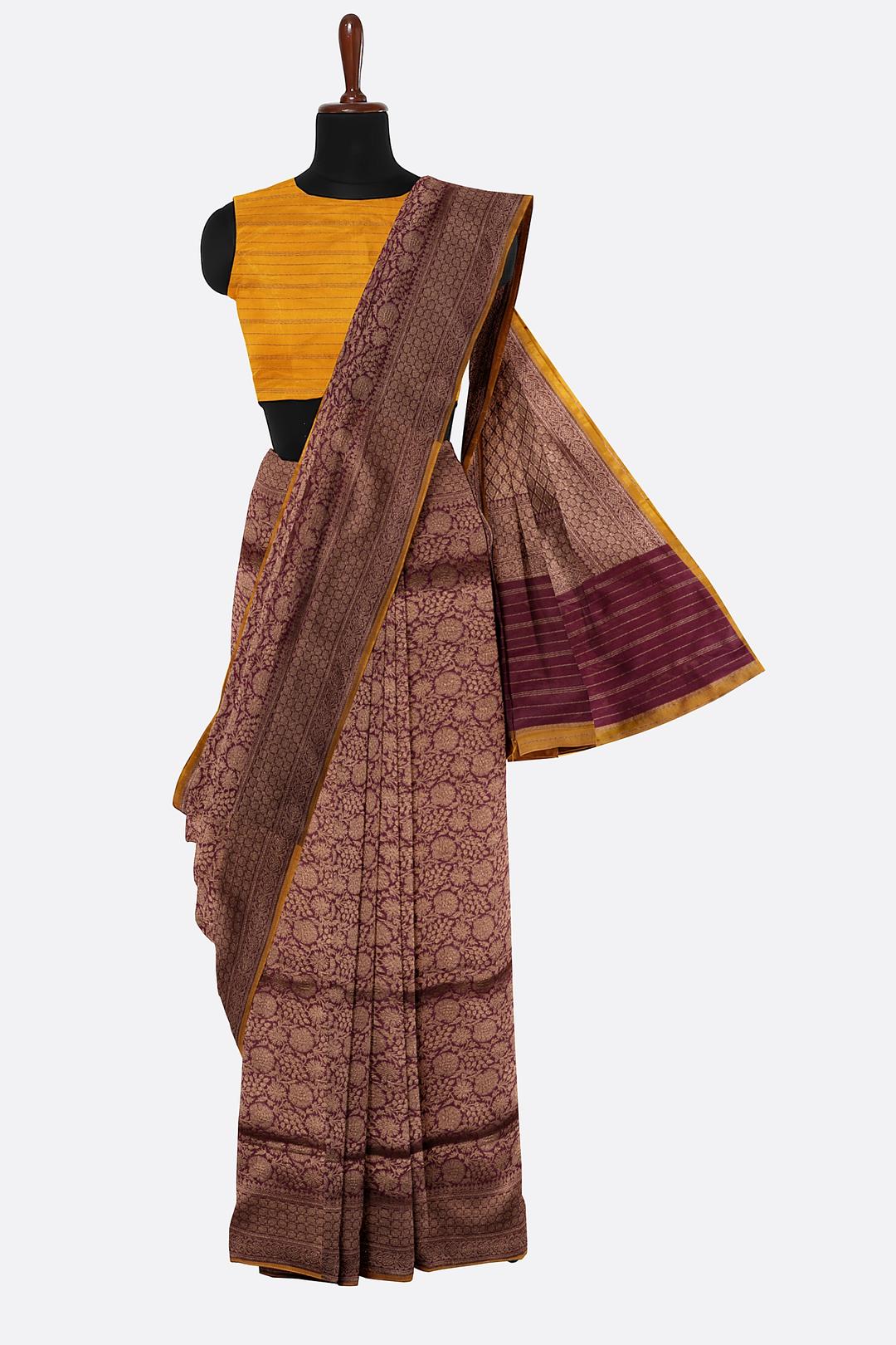 Maroon Woven Banaras Saree ES0474