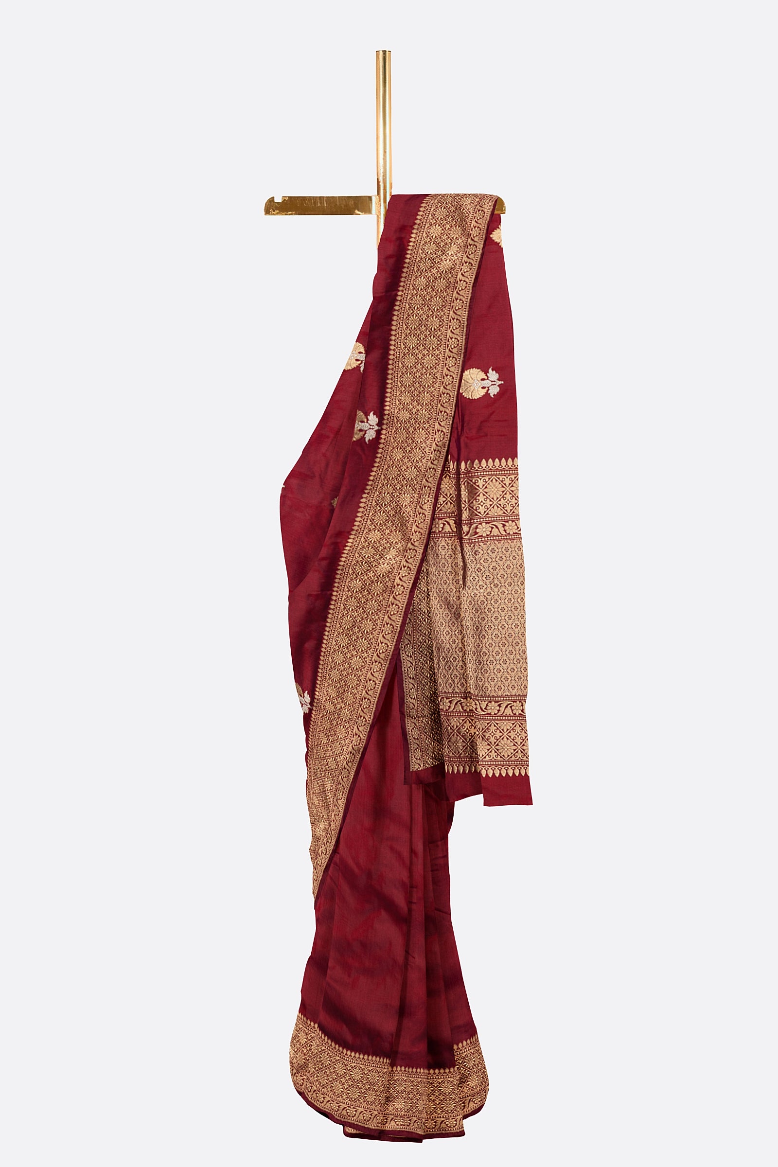 Maroon Woven Banaras Saree F00209