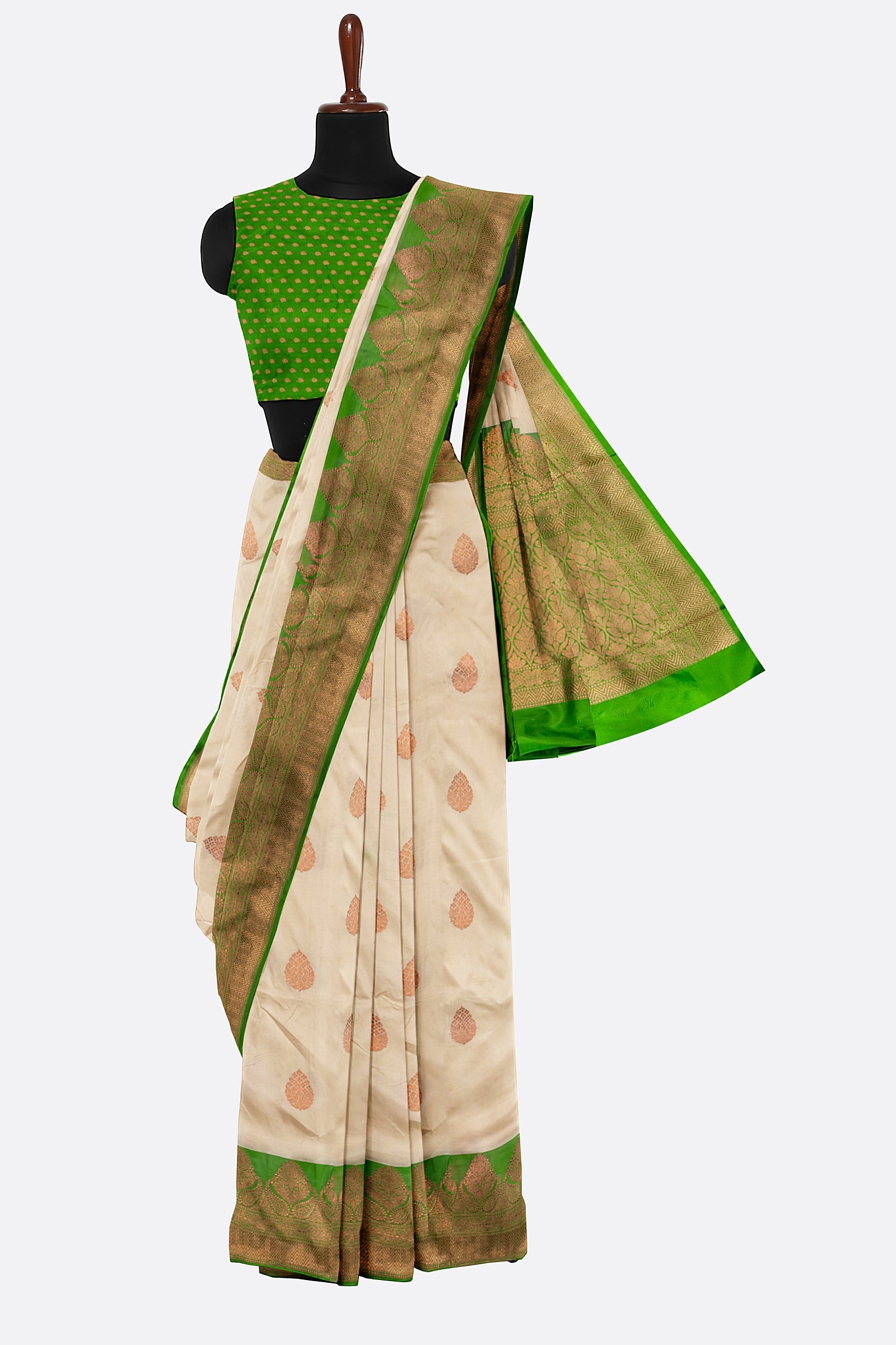 Off White Woven Banaras Saree AB0721