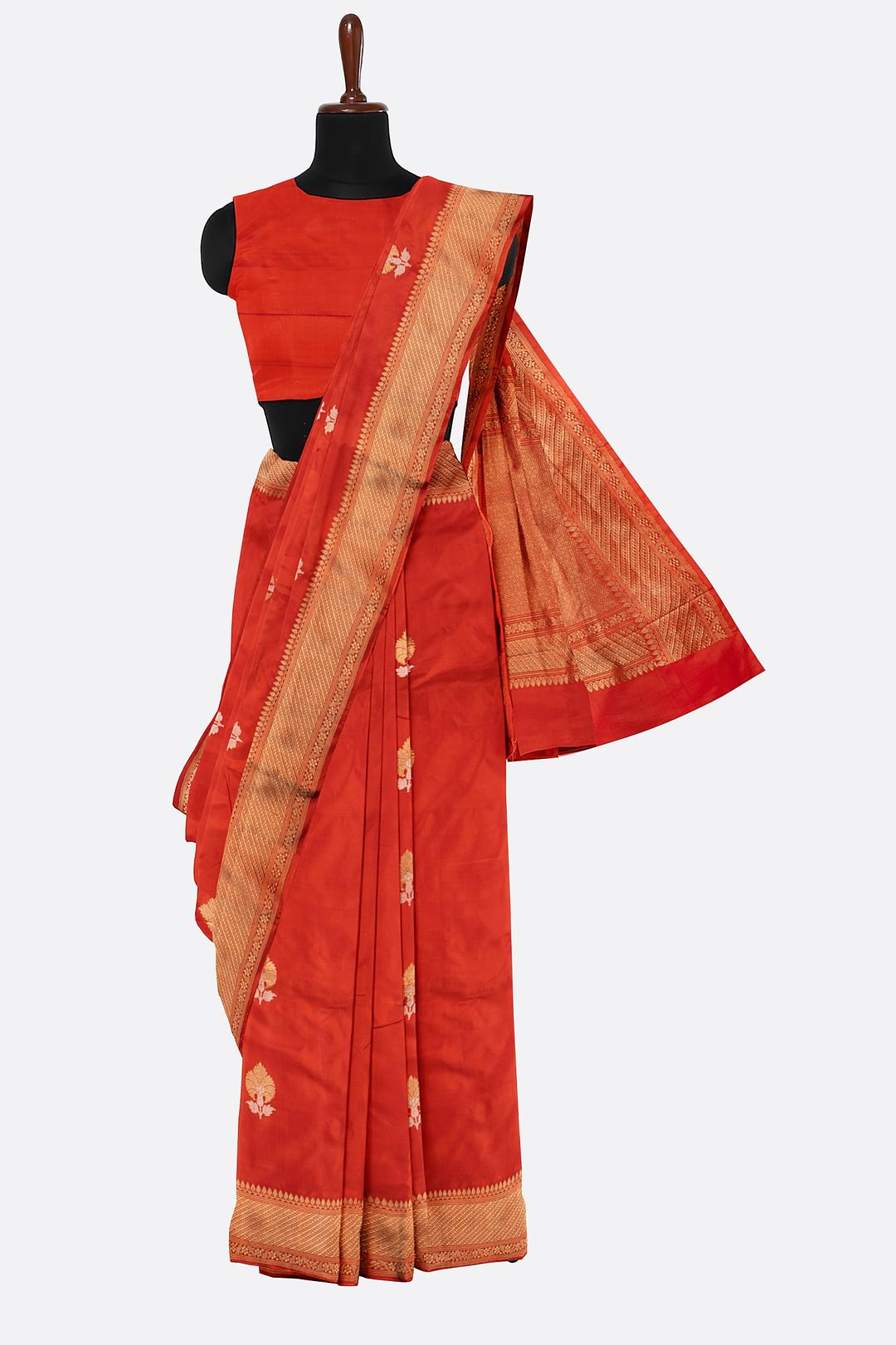Orange Woven Banaras Saree F00209