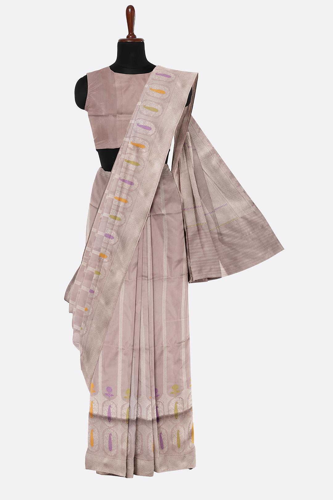 Pale Lavender Woven Banaras Saree F00203