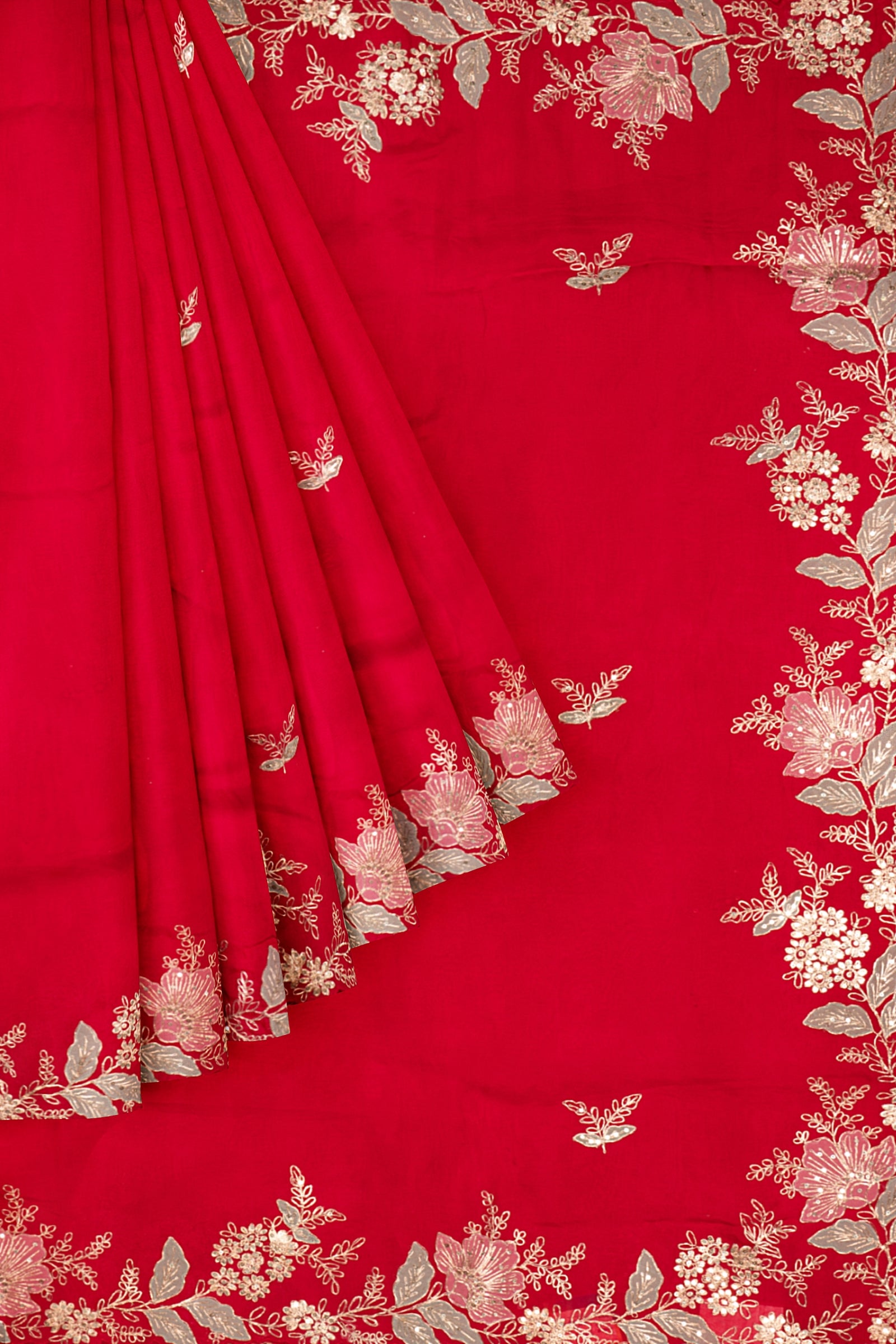 Pink Embellished Goergette Silk F01074