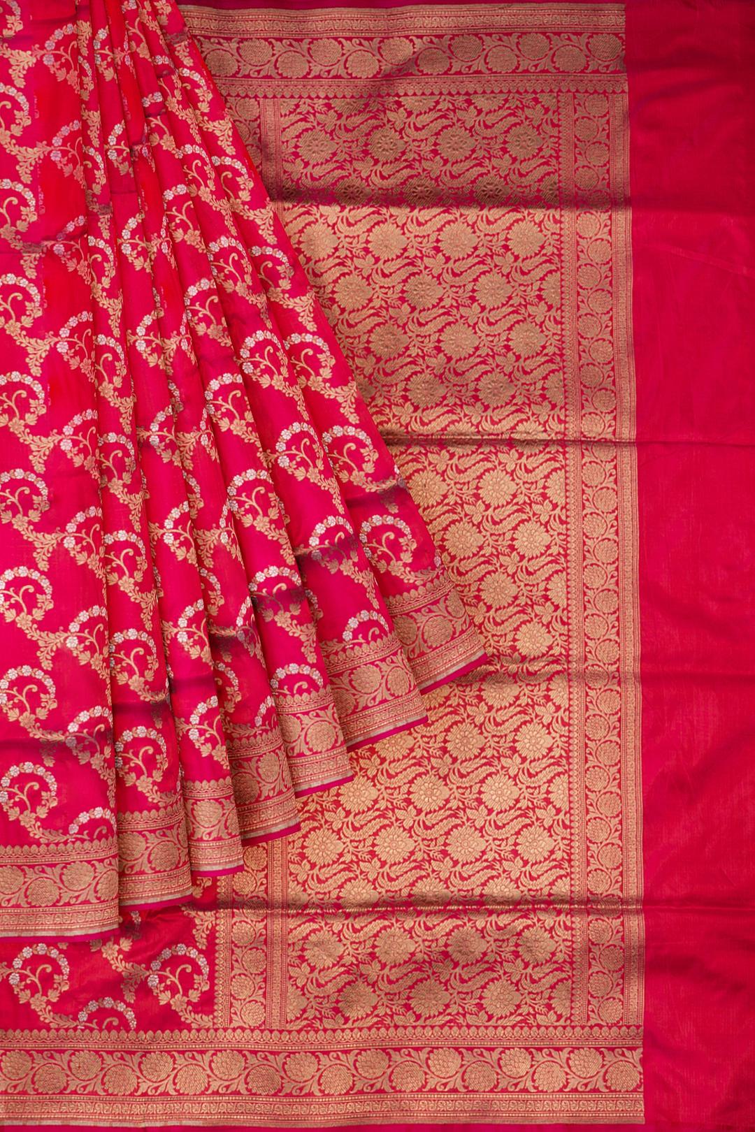 Pink Woven Banaras Saree F00386