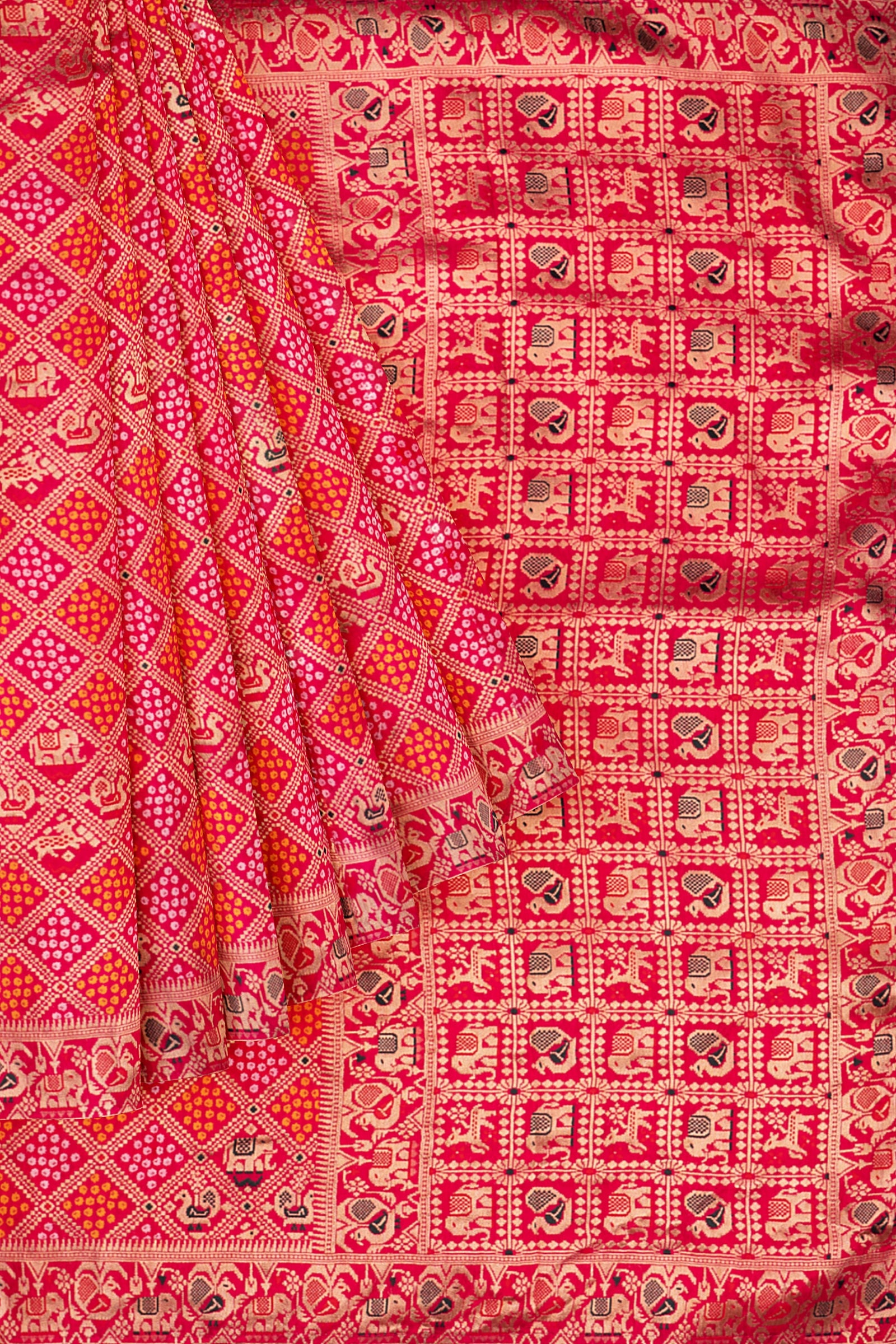 Pink Woven Bandhani Saree DS0261