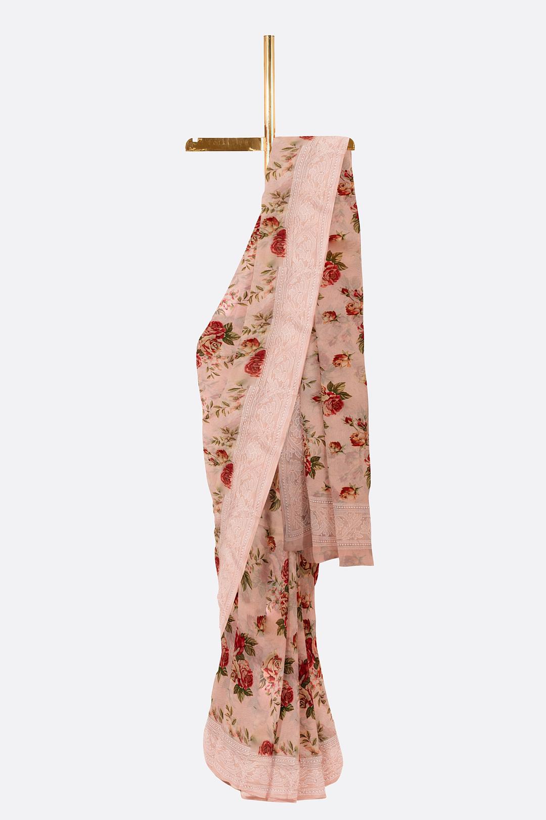 Rose Printed Georgette Saree F00367