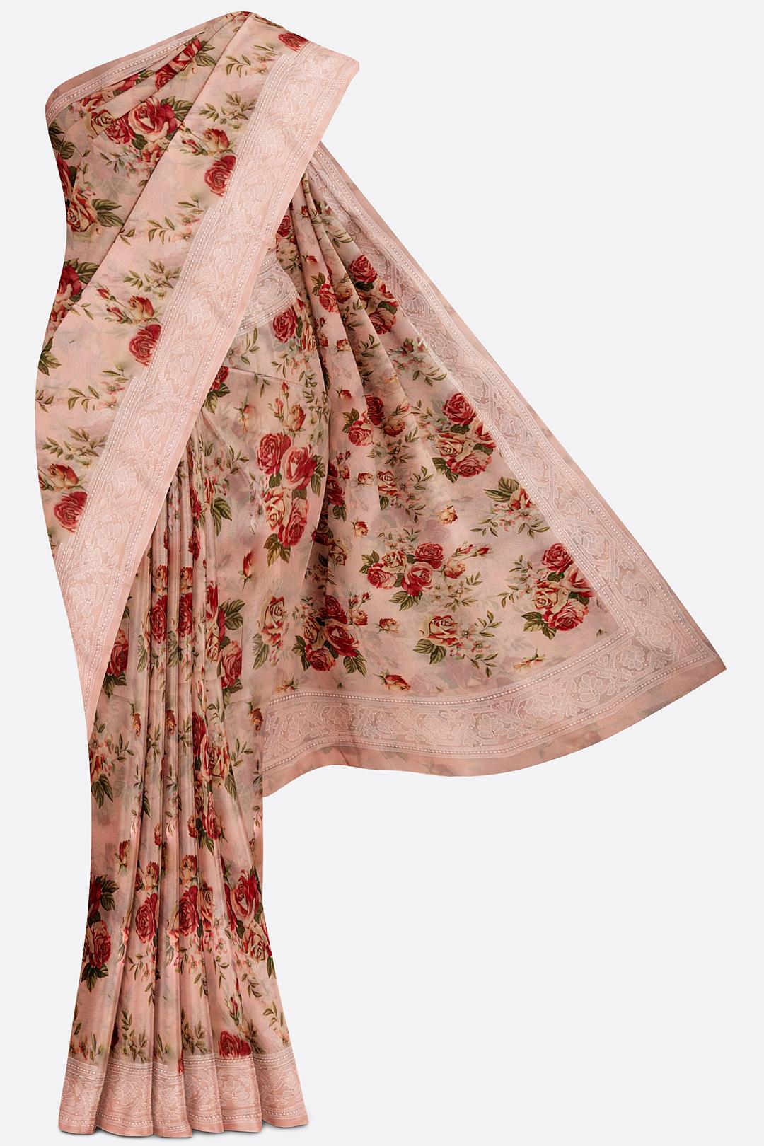 Rose Printed Georgette Saree F00367