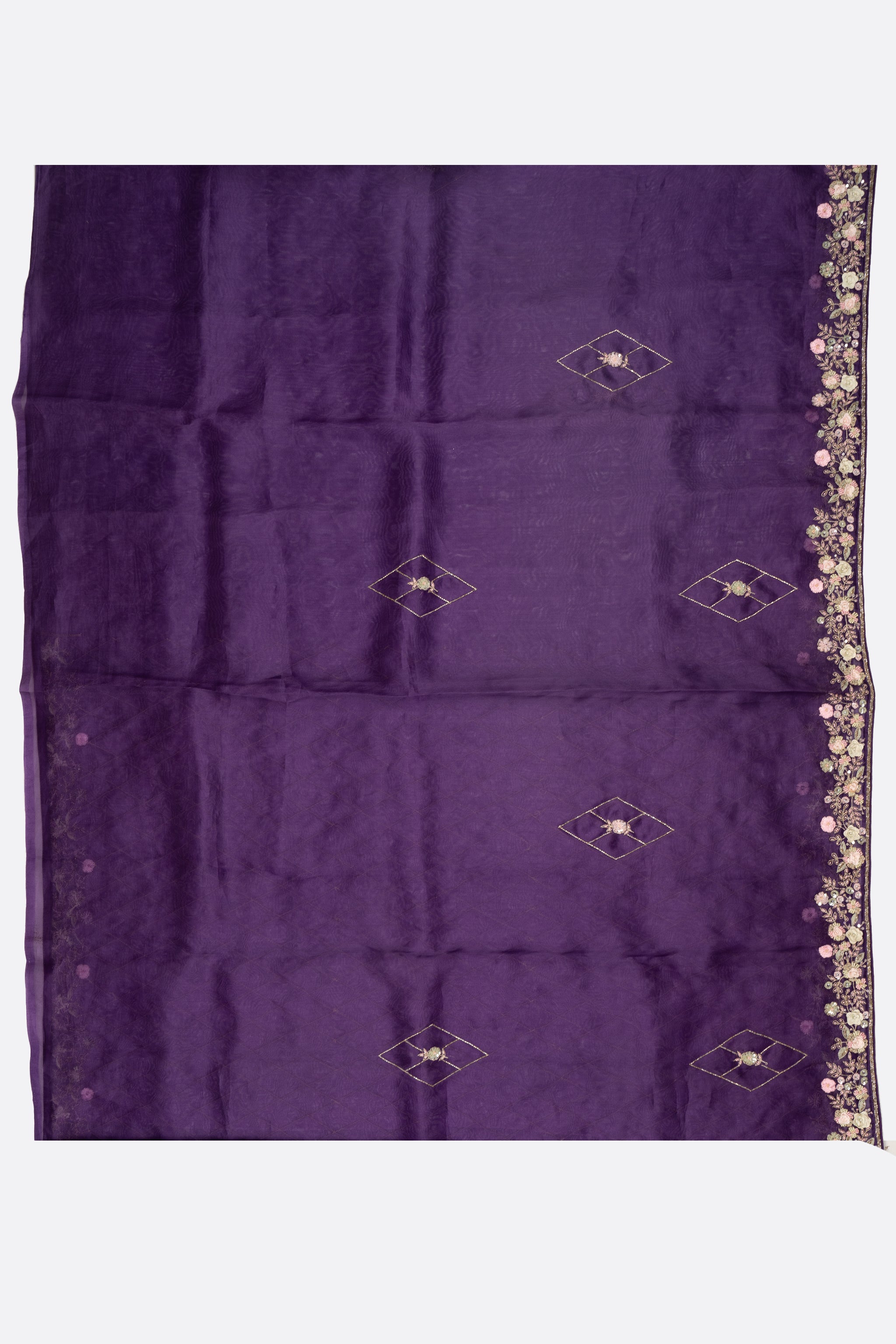 Violet Embroidered Organza Saree ES1348