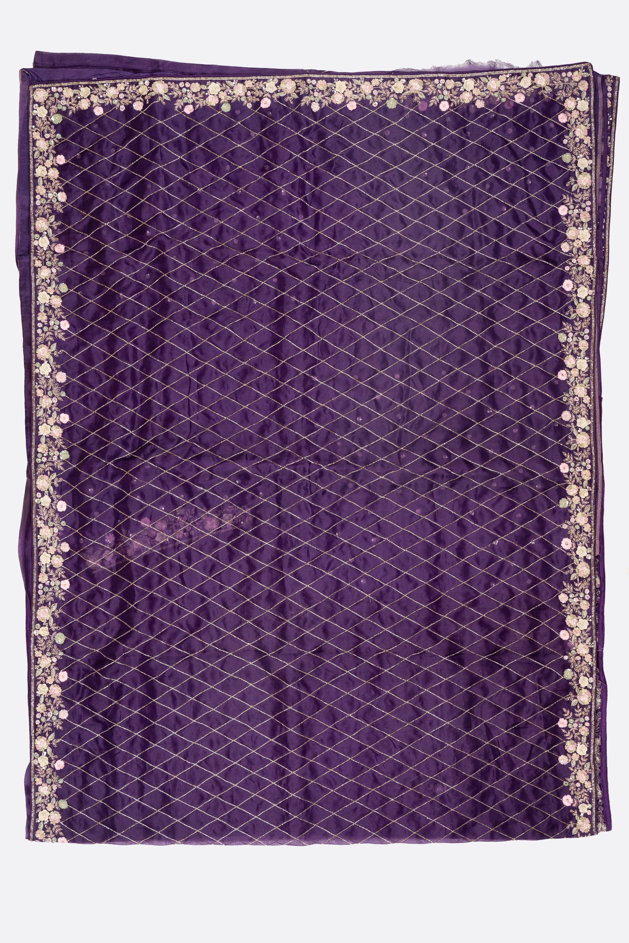 Violet Embroidered Organza Saree ES1348