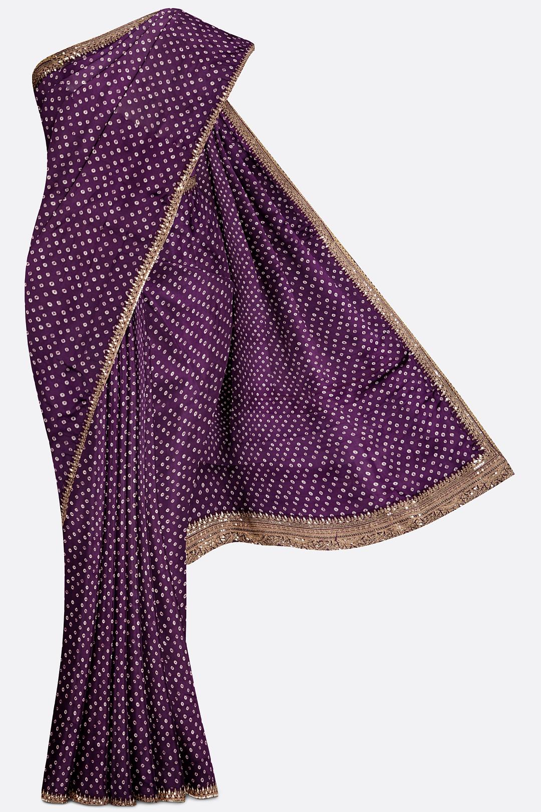 Violet Printed Satin Saree F01118