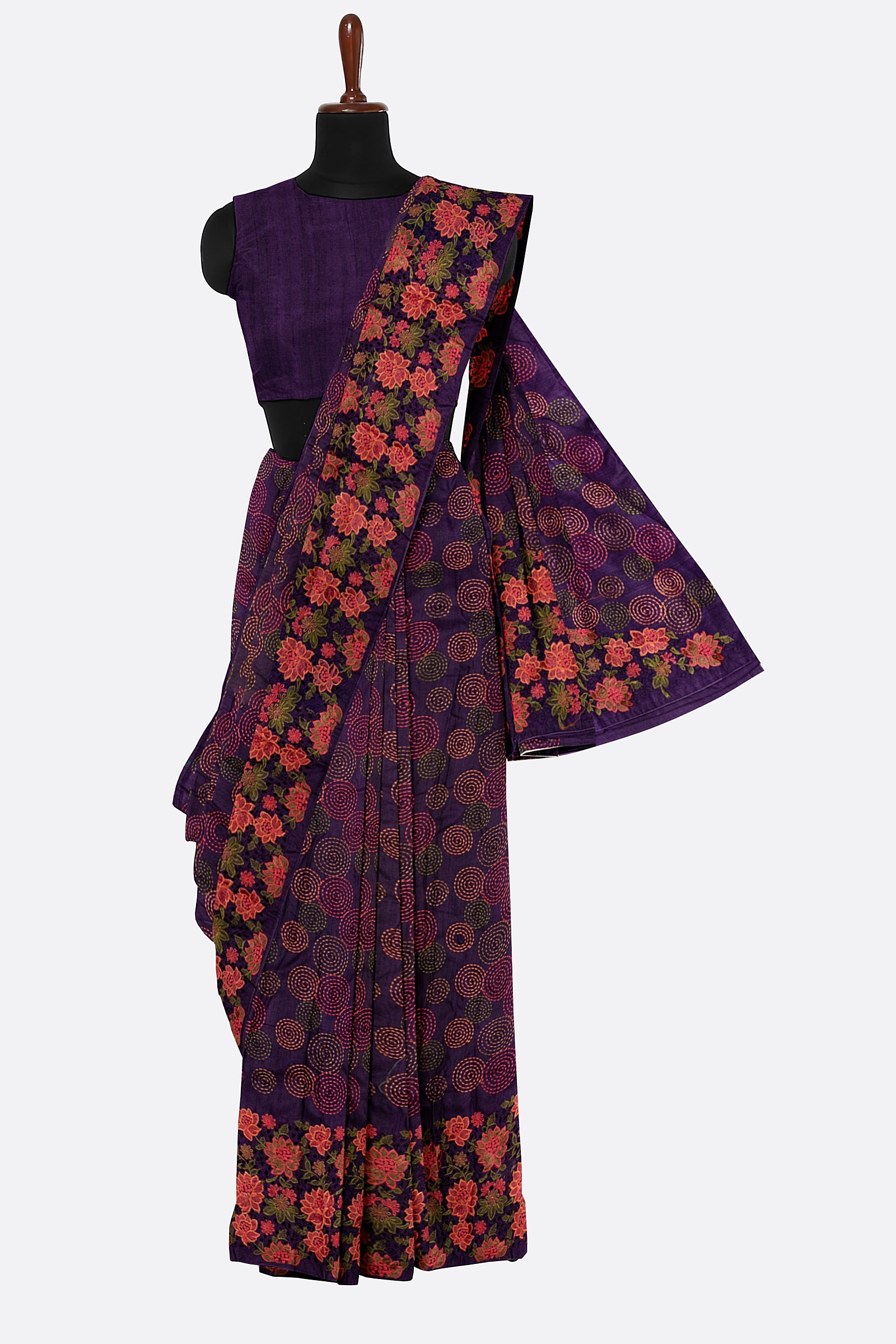 Violet Woven Art Tussar Saree AB0498